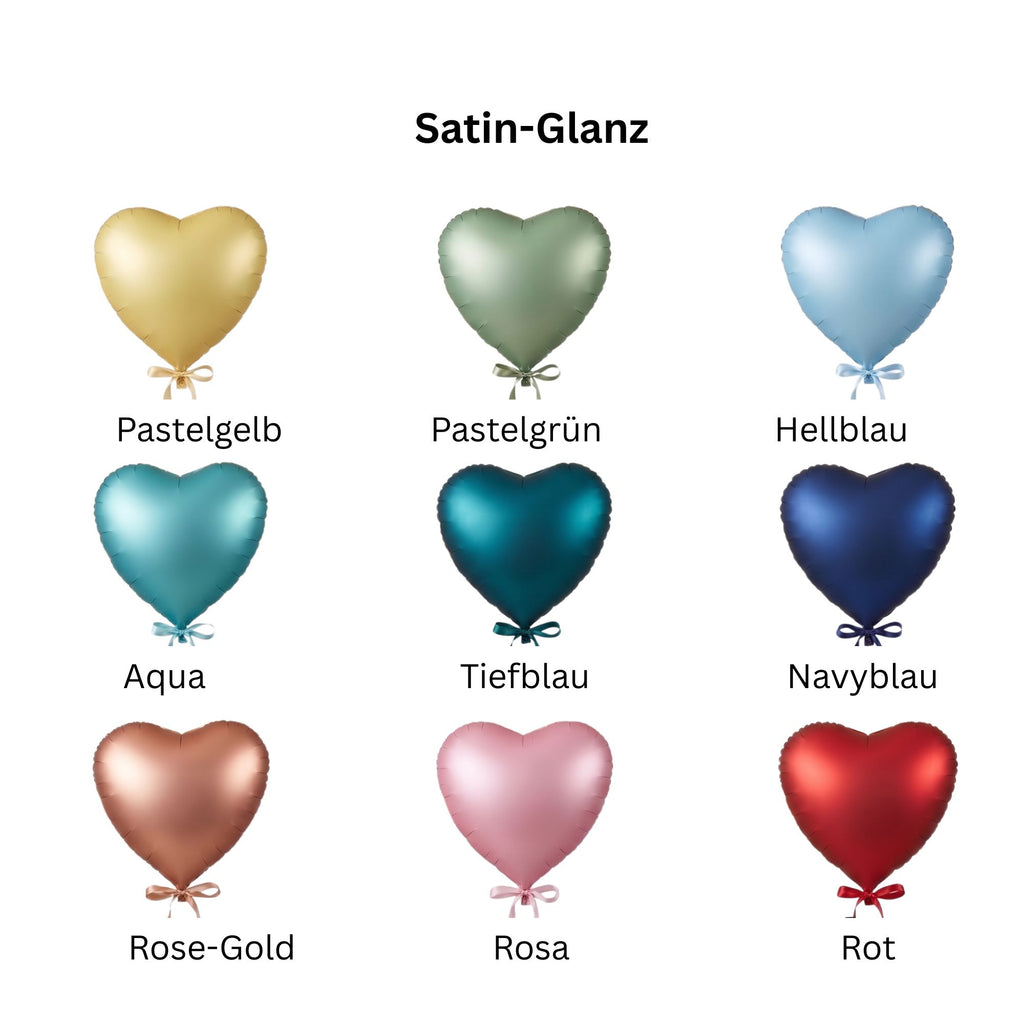 Personalisierbarer Folienballon Herz (40 cm - Satin)
