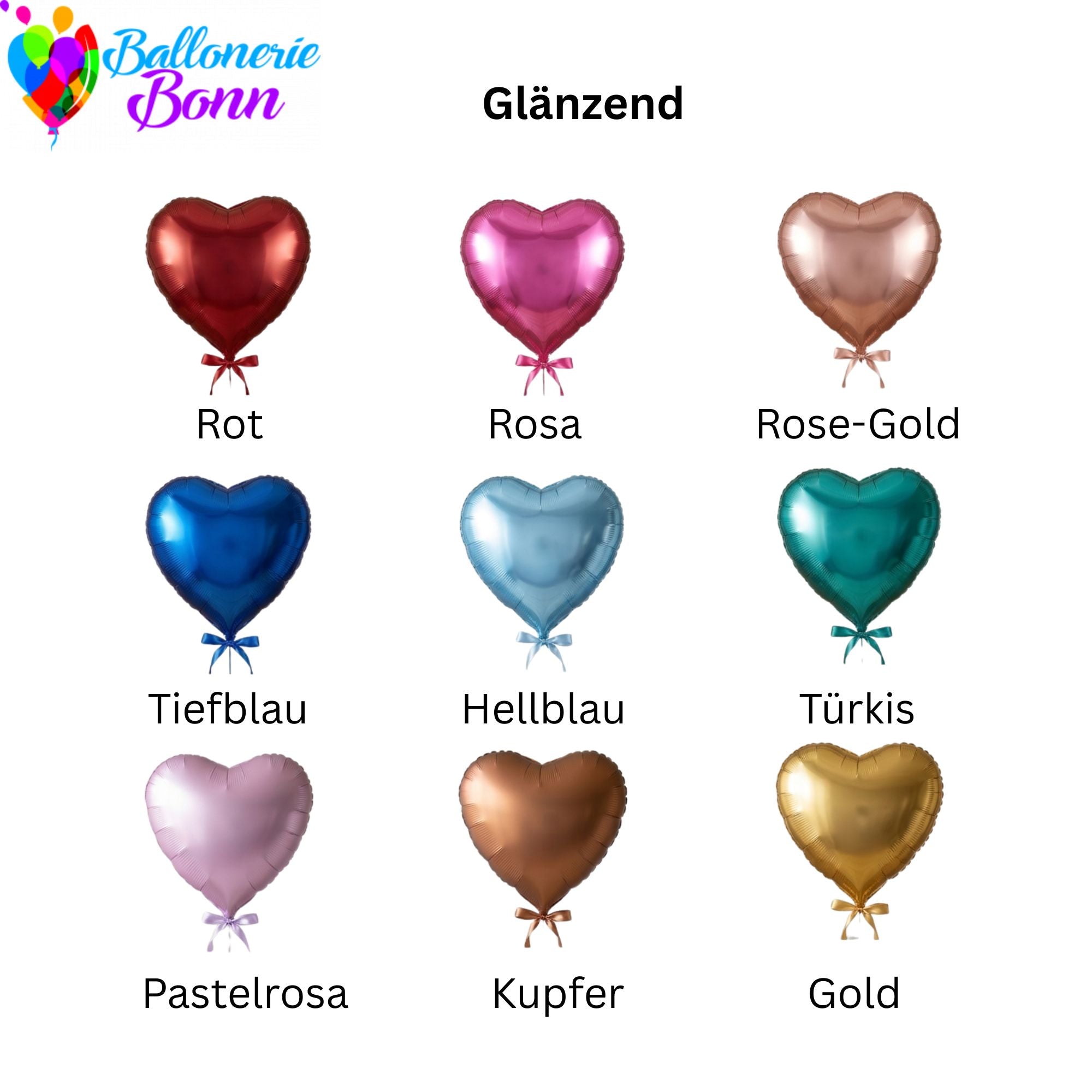 Personalisierbarer Folienballon Herz (40 cm- Glänzend)